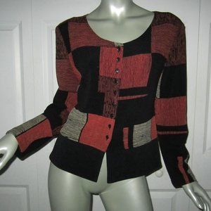 JOSEPH RIBKOFF Black & Red Color Block Jacket